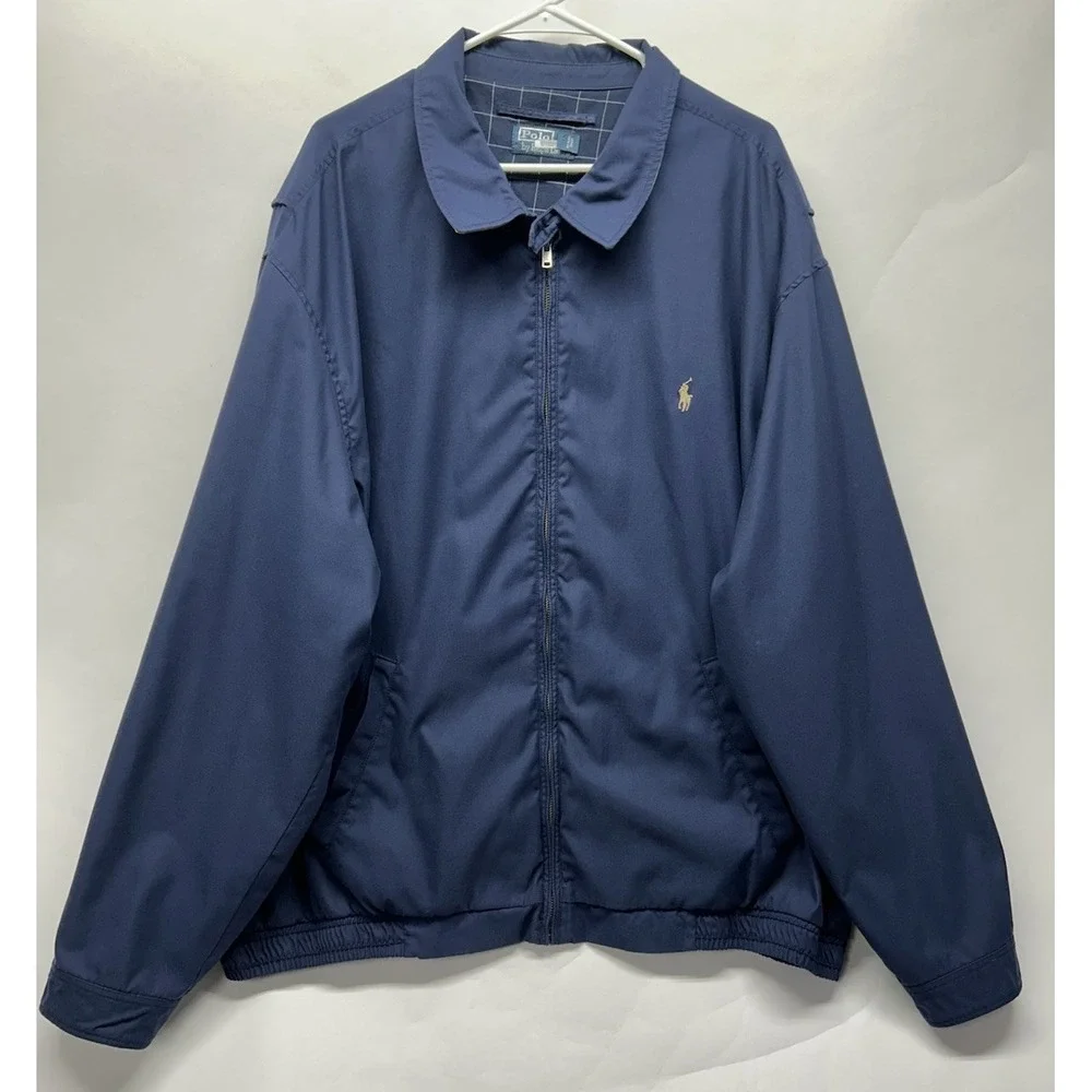 Polo Ralph Lauren Mens Size 3XLT Blue Long Sleeve Harrington Full Zip Jacket